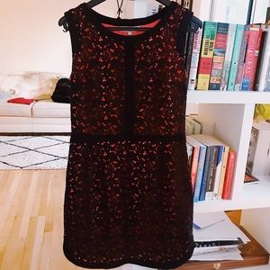 Sandro hot pink and black sleeveless dress